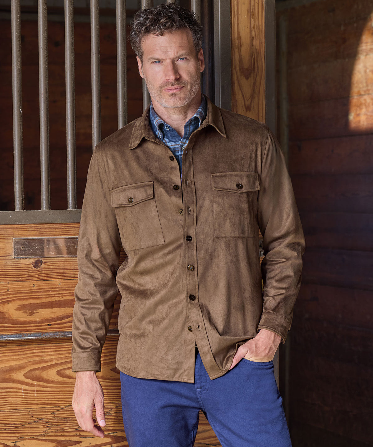 Westport Lifestyle Long Sleeve Timberline Ultra Suede Overshirt, Men's Big & Tall