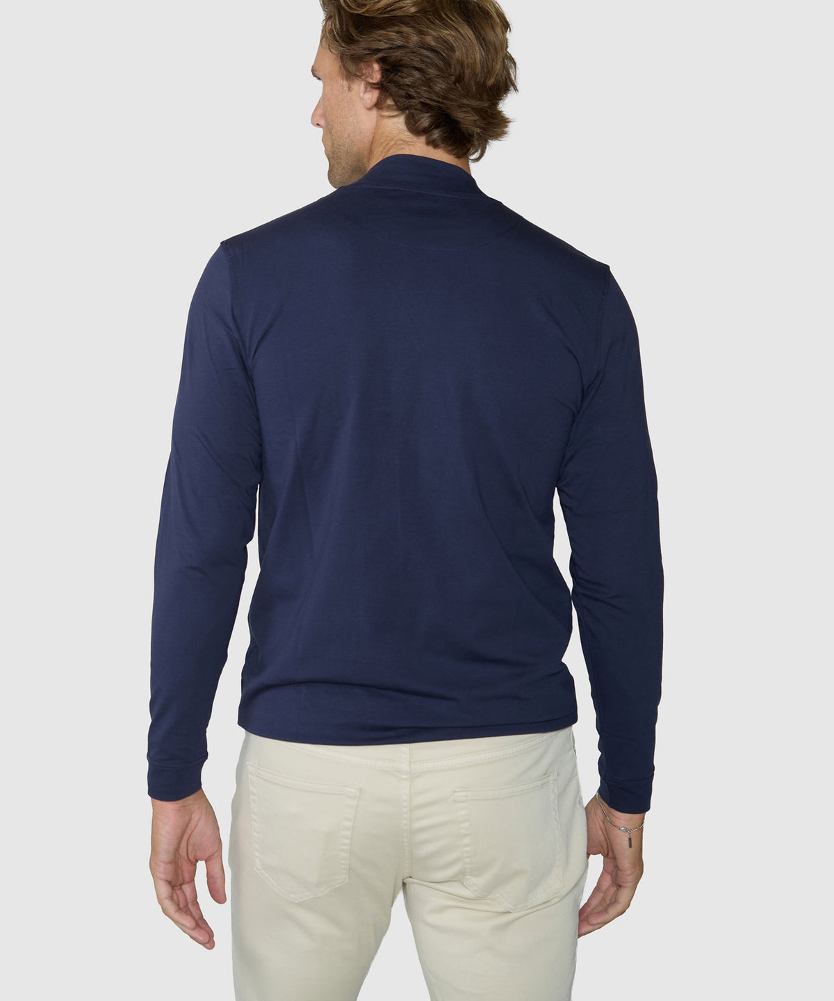 Westport Lifestyle Long Sleeve Summit Stretch Cotton Mock Pullover - Navy, Men's Big & Tall