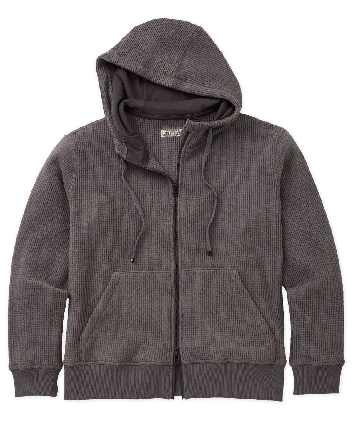 Westport Lifestyle Long Sleeve Puget Waffle Full-Zip Hoodie - Grey, Men's Big & Tall