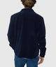 Navy corded knit shirt jacket, button front and stand collar
