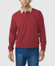 Westport Lifestyle Long Sleeve Bellamy Corduroy Collar Rugby Shirt - Burgundy