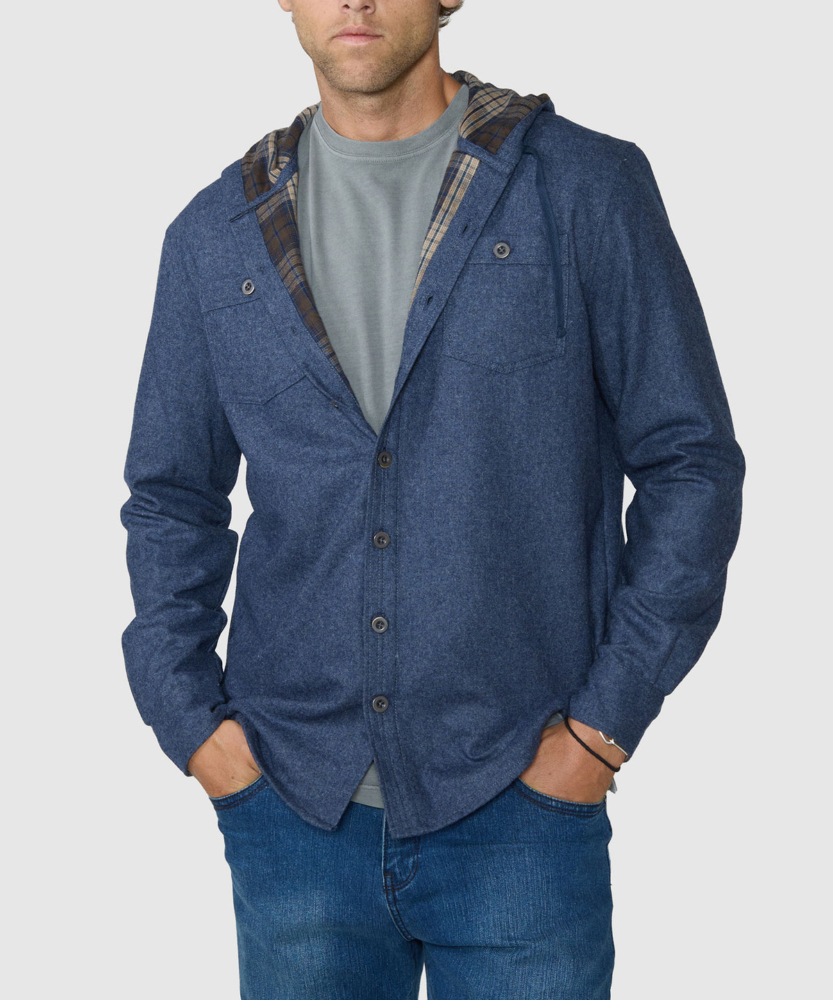 Westport Lifestyle Firepit Hooded Shirt Jacket - Indigo, Men's Big & Tall