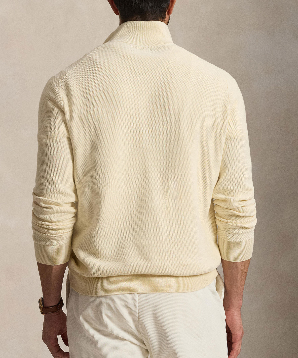 Polo Ralph Lauren Long Sleeve Textured Cotton Half-Zip Sweater - Andover Cream, Men's Big & Tall