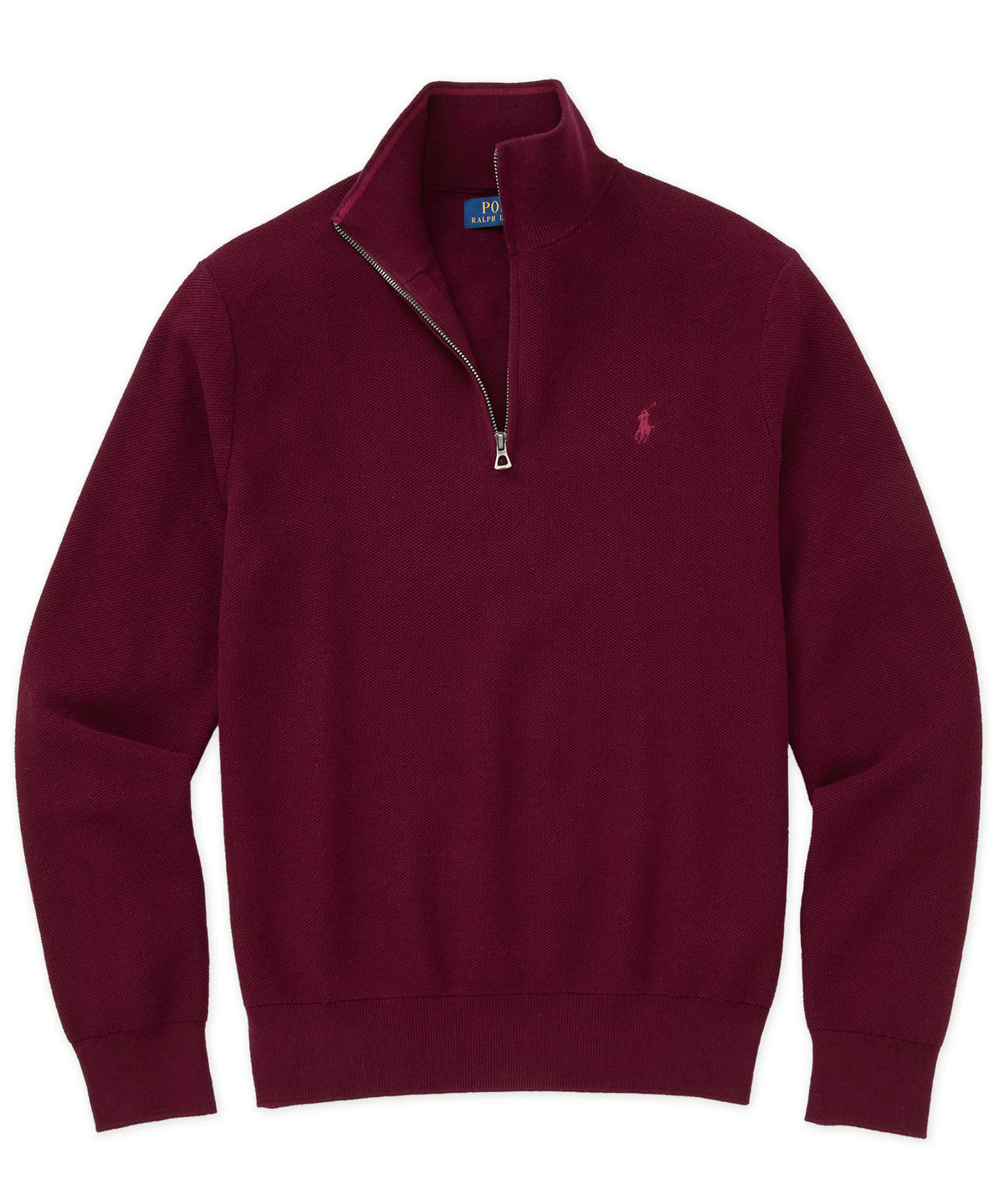 Polo Ralph Lauren Long Sleeve Textured Cotton Half-Zip Sweater - Merlot Wine Heather, Men's Big & Tall