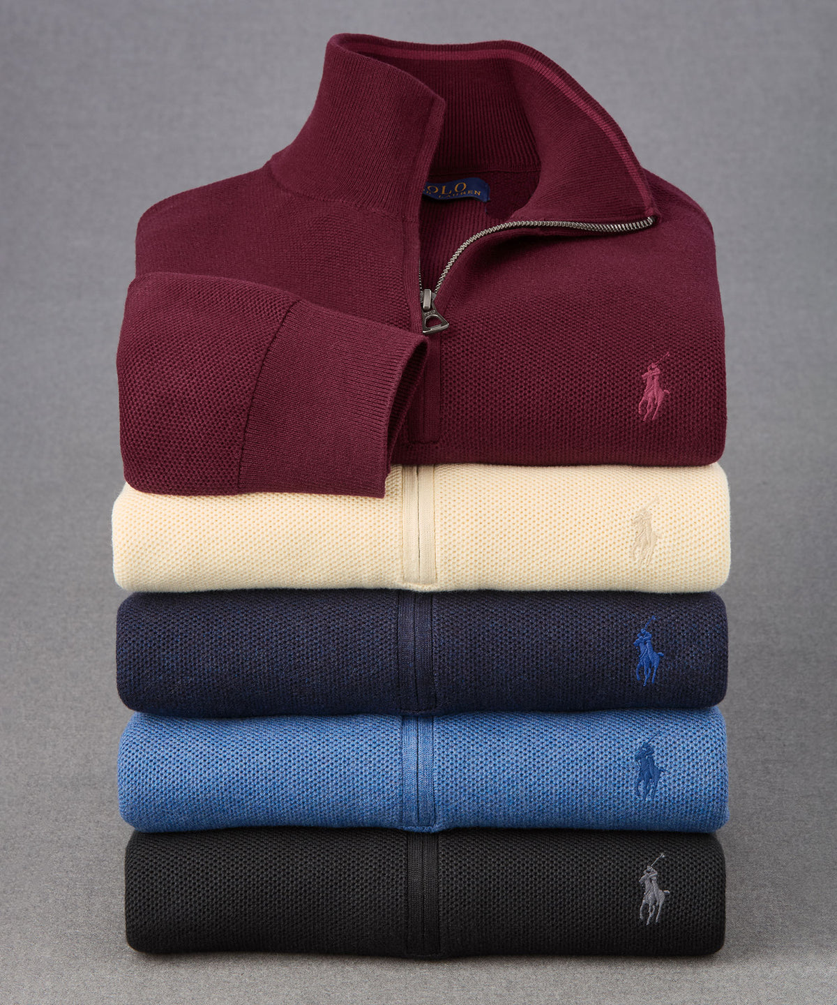 Polo Ralph Lauren Long Sleeve Textured Cotton Half-Zip Sweater, Men's Big & Tall