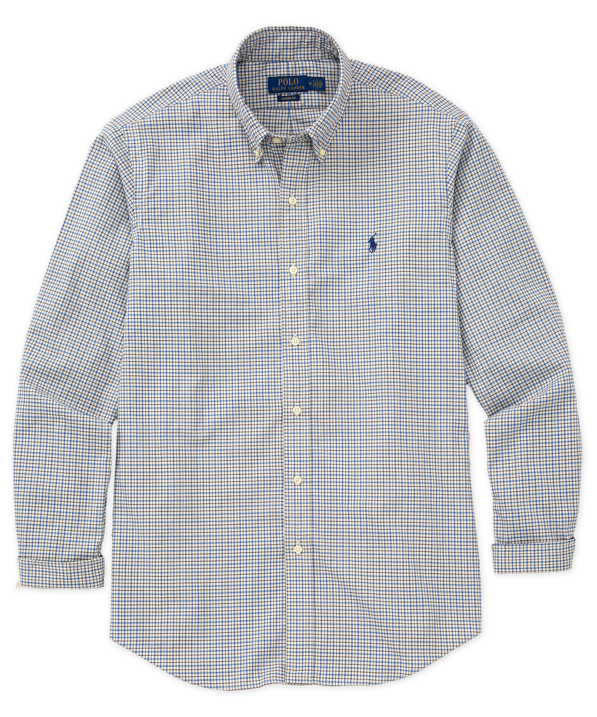 Polo Ralph Lauren Long Sleeve Brushed Twill Sport Shirt - White/Blue Multi, Men's Big & Tall
