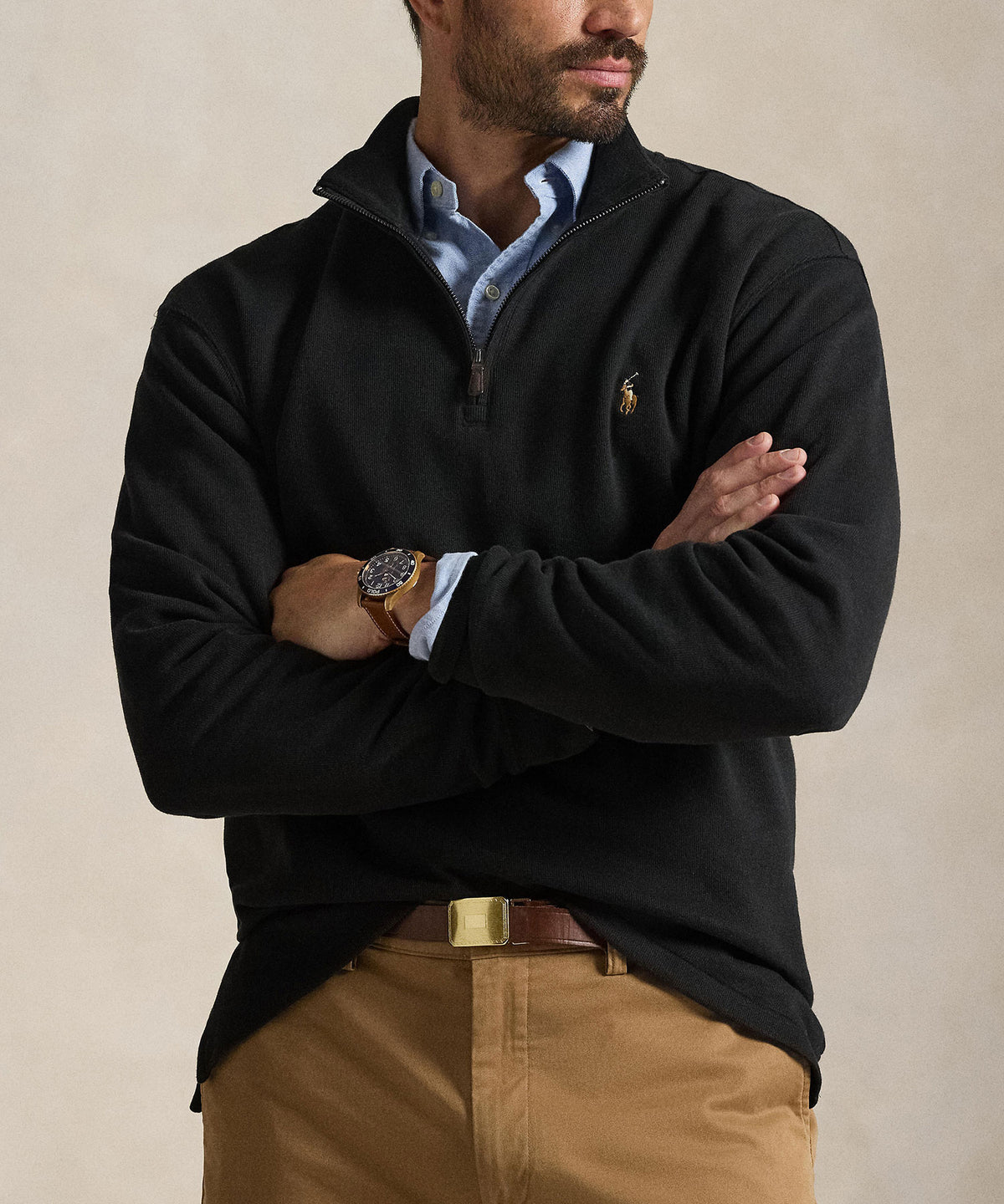 Polo Ralph Lauren Estate Rib Half-Zip Pullover - Black, Men's Big & Tall