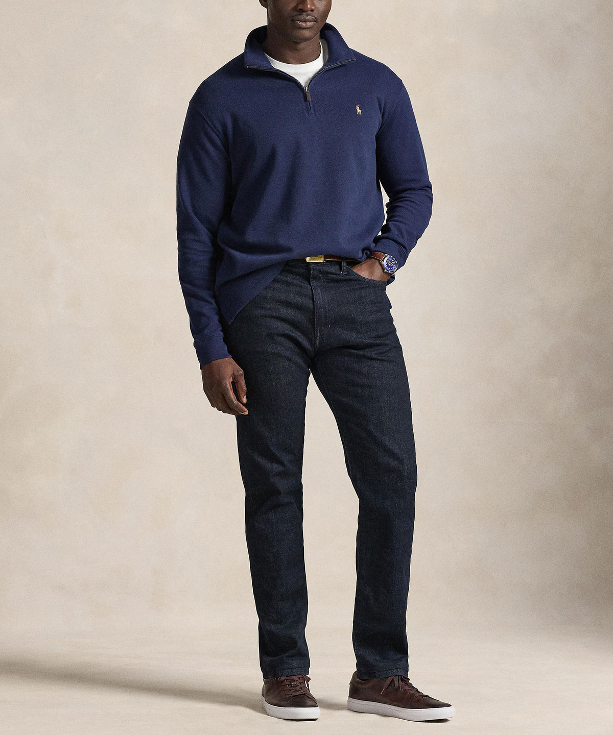 Polo Ralph Lauren Estate Rib Half-Zip Pullover - Navy, Men's Big & Tall