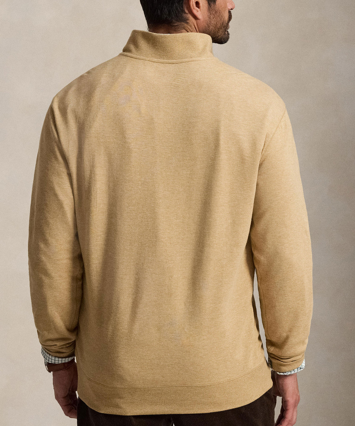 Polo Ralph Lauren Long Sleeve Luxury Half-Zip Pullover - Camel, Men's Big & Tall