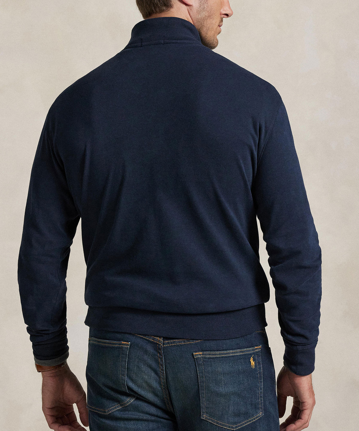 Polo Ralph Lauren Long Sleeve Luxury Half-Zip Pullover - Navy, Men's Big & Tall