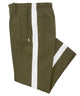 Olive interlock track pants with white side stripe, drawstring waist, Polo logo - Company Olive