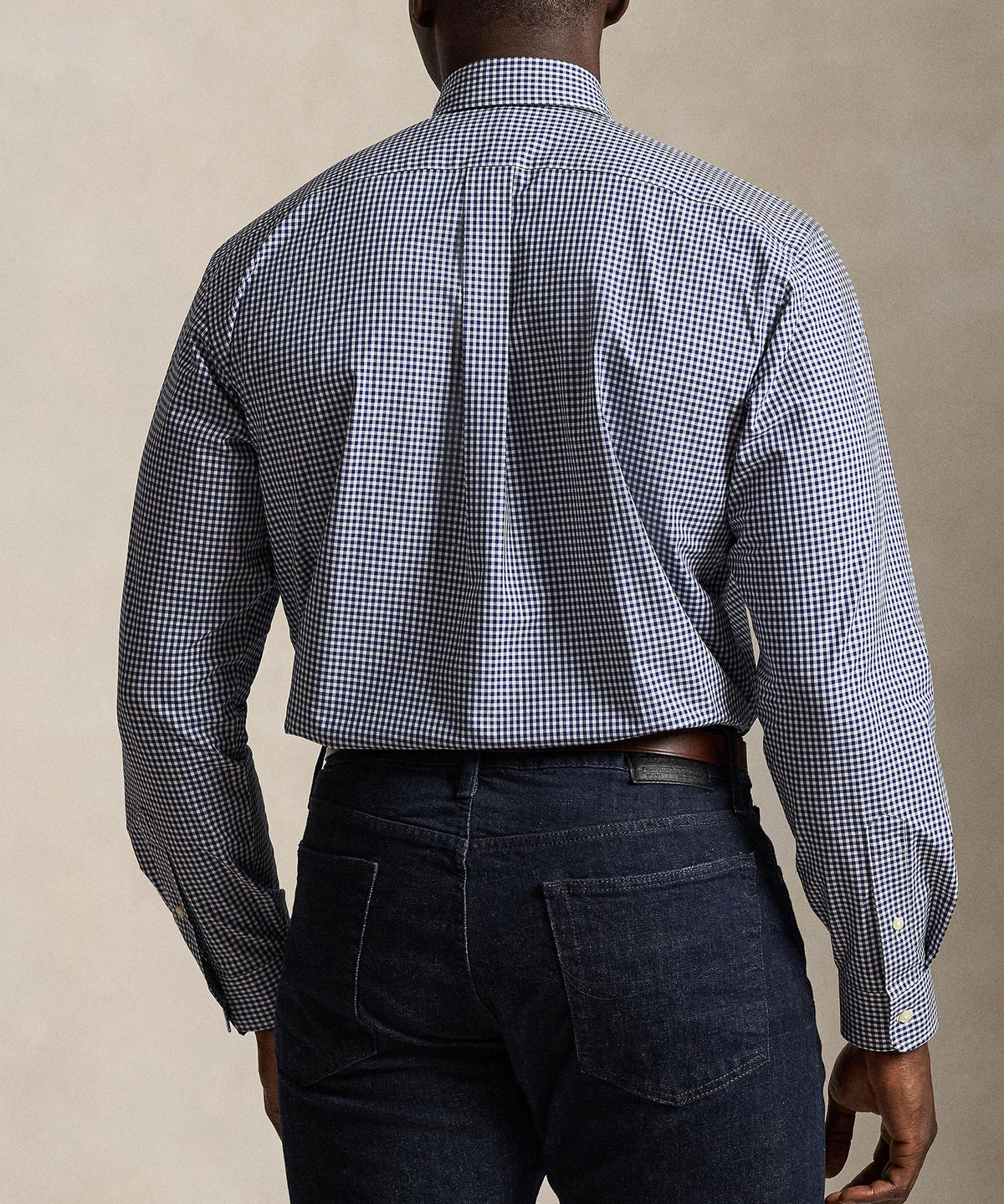 Polo Ralph Lauren Long Sleeve Poplin Shirt - Navy/White, Men's Big & Tall