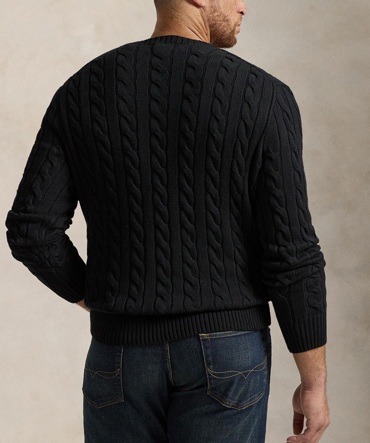 Polo Ralph Lauren Cotton Cable Crew Neck Sweater, Men's Big & Tall