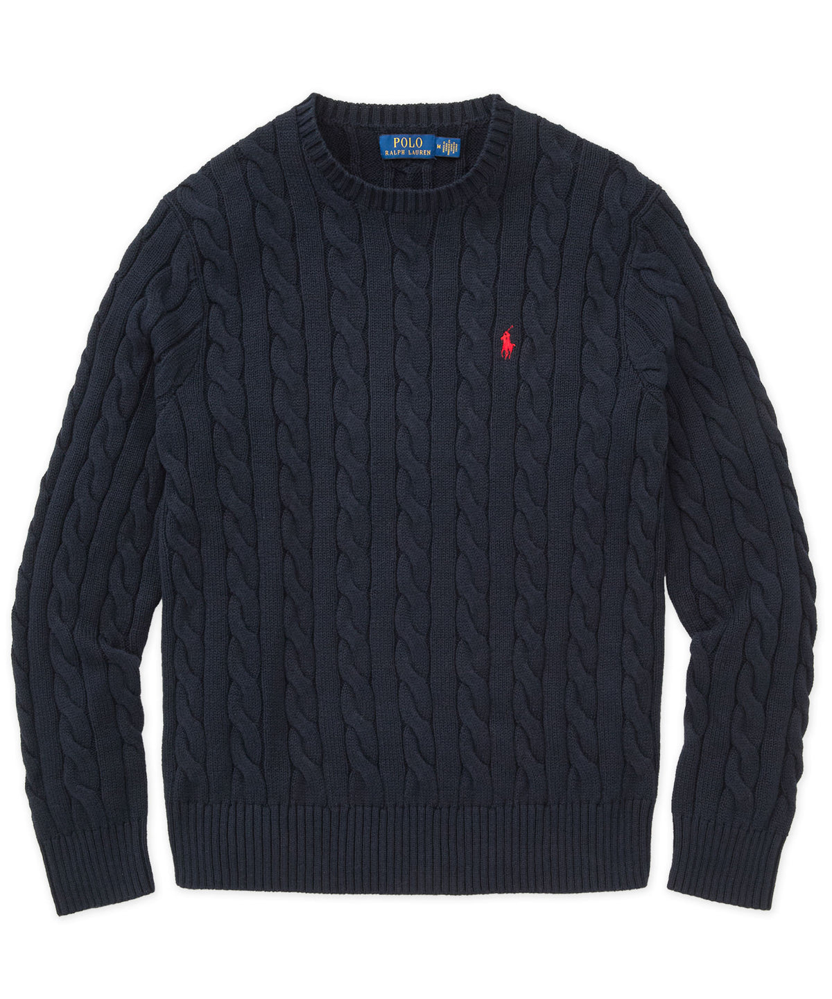 Polo Ralph Lauren Cotton Cable Crew Neck Sweater - Hunter/Navy, Men's Big & Tall