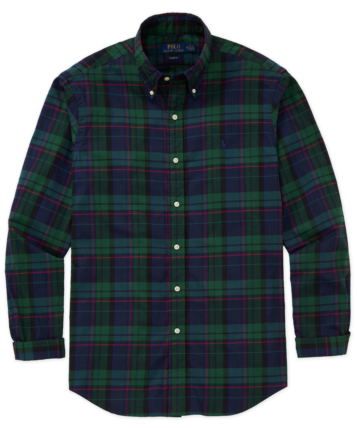 Polo Ralph Lauren Long Sleeve Brushed Twill Sport Shirt - Green/Blue Multi, Men's Big & Tall