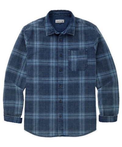 Westport Lifestyle Long Sleeve Spread Collar Indigo Plaid Sport Shirt, Men's Big & Tall