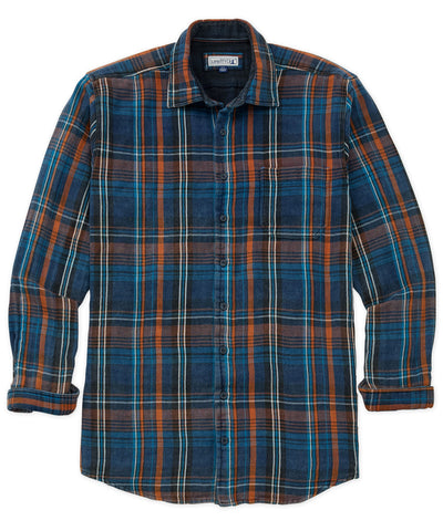 Westport Lifestyle Long Sleeve Spread Collar Blue Multi Plaid Sport Shirt, Men's Big & Tall