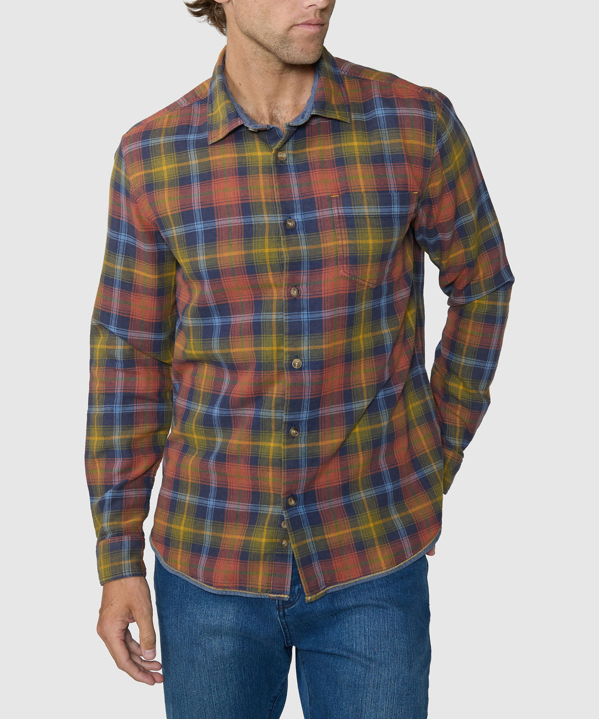 Westport Lifestyle Long Sleeve Spread Collar Multi Plaid Sport Shirt, Men's Big & Tall