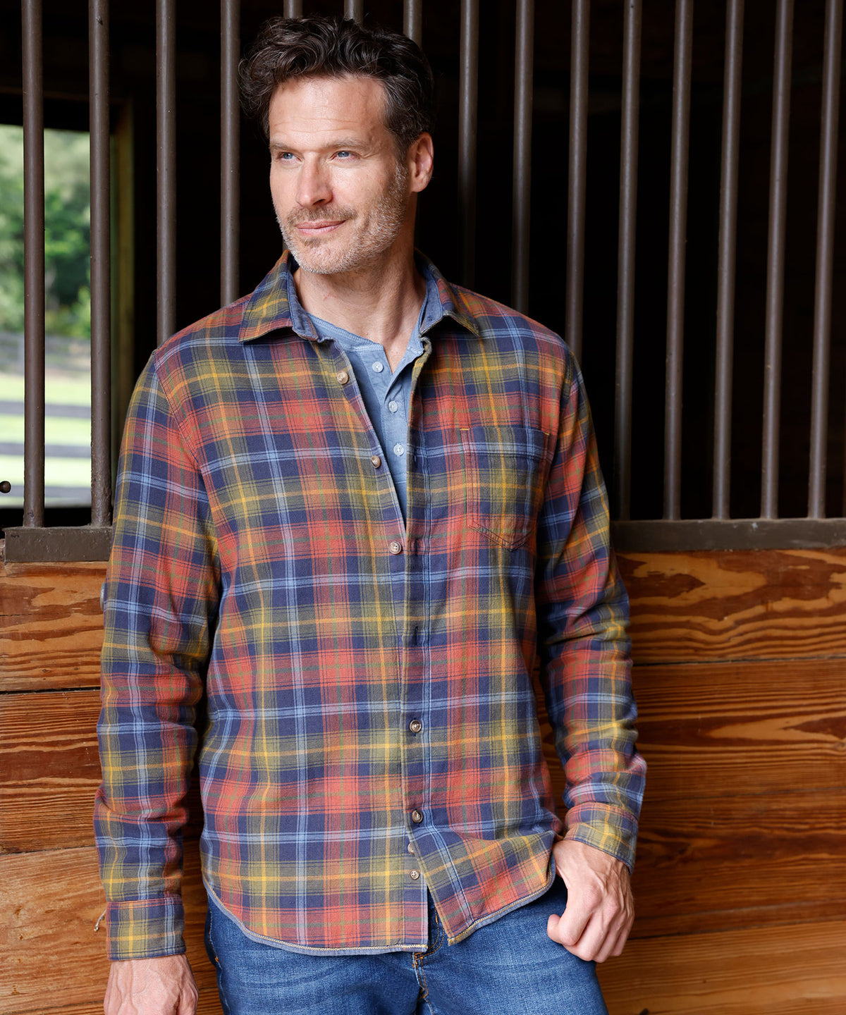 Westport Lifestyle Long Sleeve Spread Collar Multi Plaid Sport Shirt, Men's Big & Tall