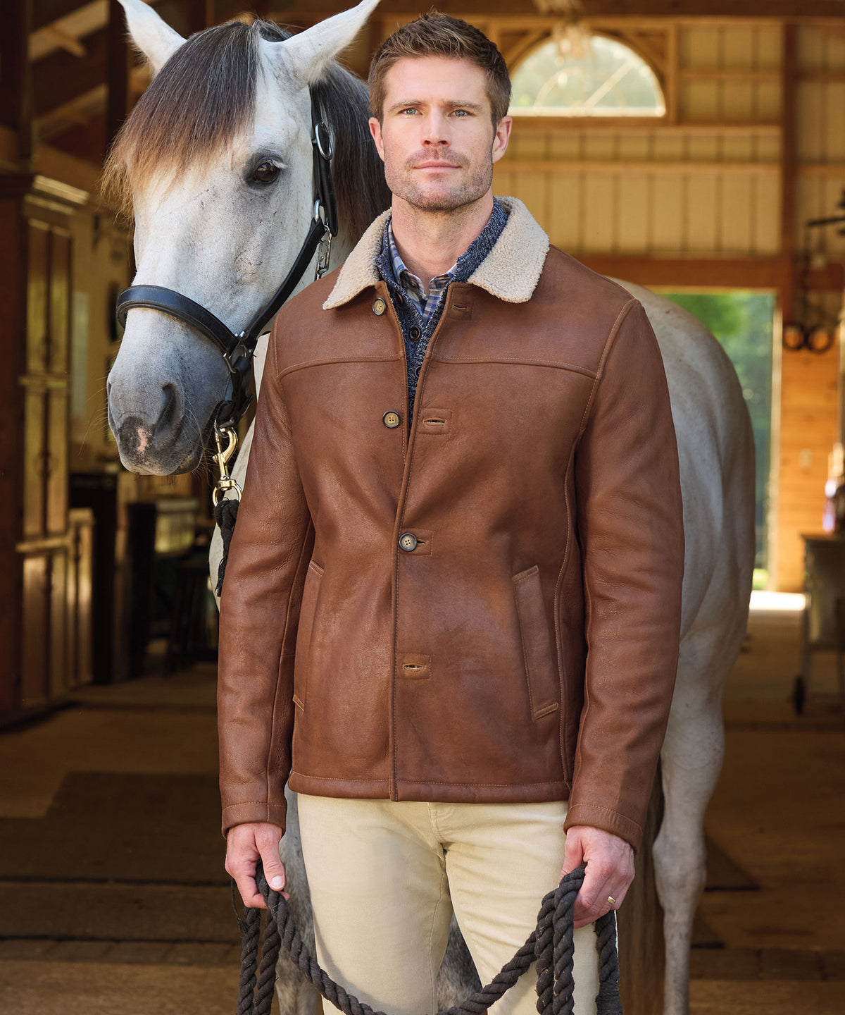 Westport Black Hip Length Leather Jacket, Men's Big & Tall