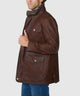 Westport Black Waxed Goat Suede Leather Jacket - Bourbon