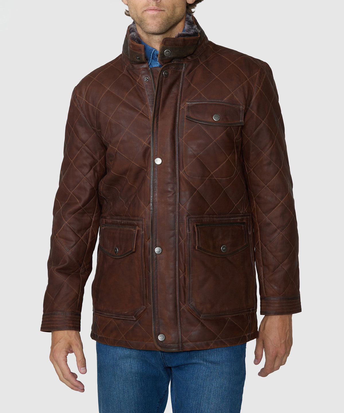 Westport Black Waxed Goat Suede Leather Jacket - Bourbon, Men's Big & Tall