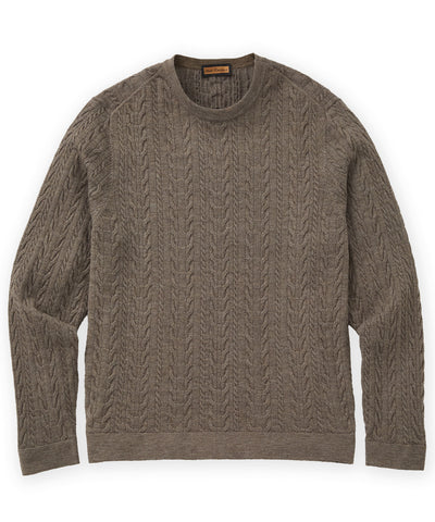 Westport Black Sanded Twist Cable Crew Sweater, Men's Big & Tall