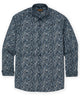 Men's long-sleeve sport shirt with blue-gray patch print and button front - Eucalyptus