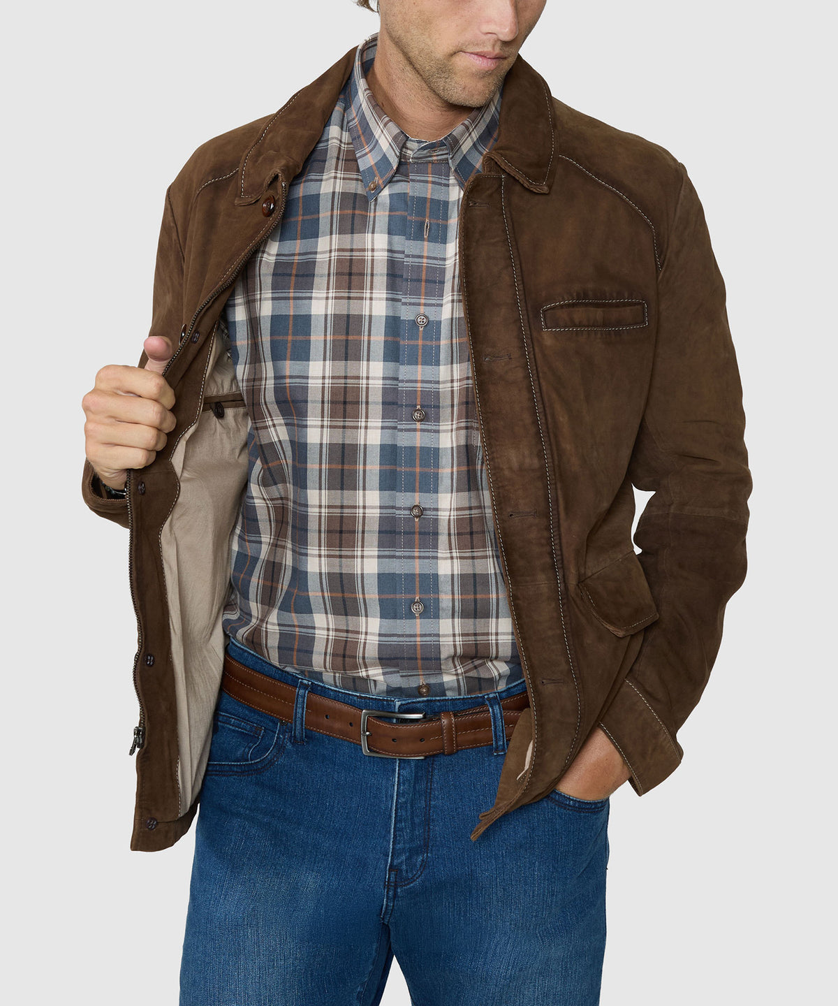 Westport Black Antique Suede Jacket - Brown, Men's Big & Tall