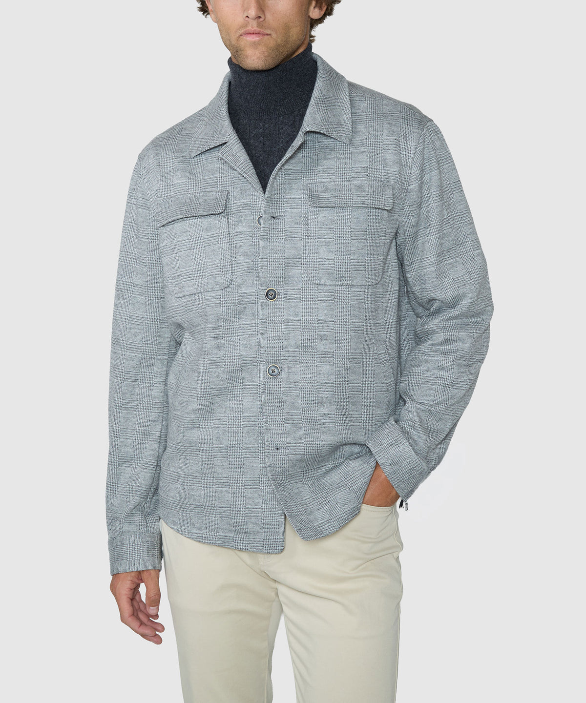 Westport Black Chelsea Pic Stitch Overshirt - Grey, Men's Big & Tall