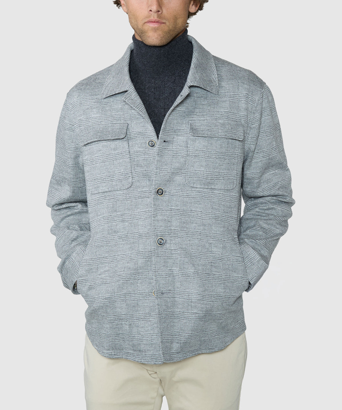 Westport Black Chelsea Pic Stitch Overshirt - Grey, Men's Big & Tall