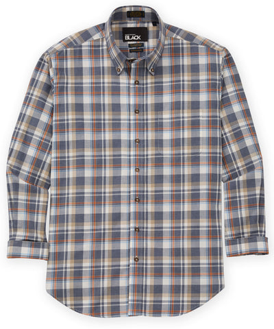 Westport Black Long Sleeve Button-Down Collar Cotton Wool Sport Shirt, Men's Big & Tall