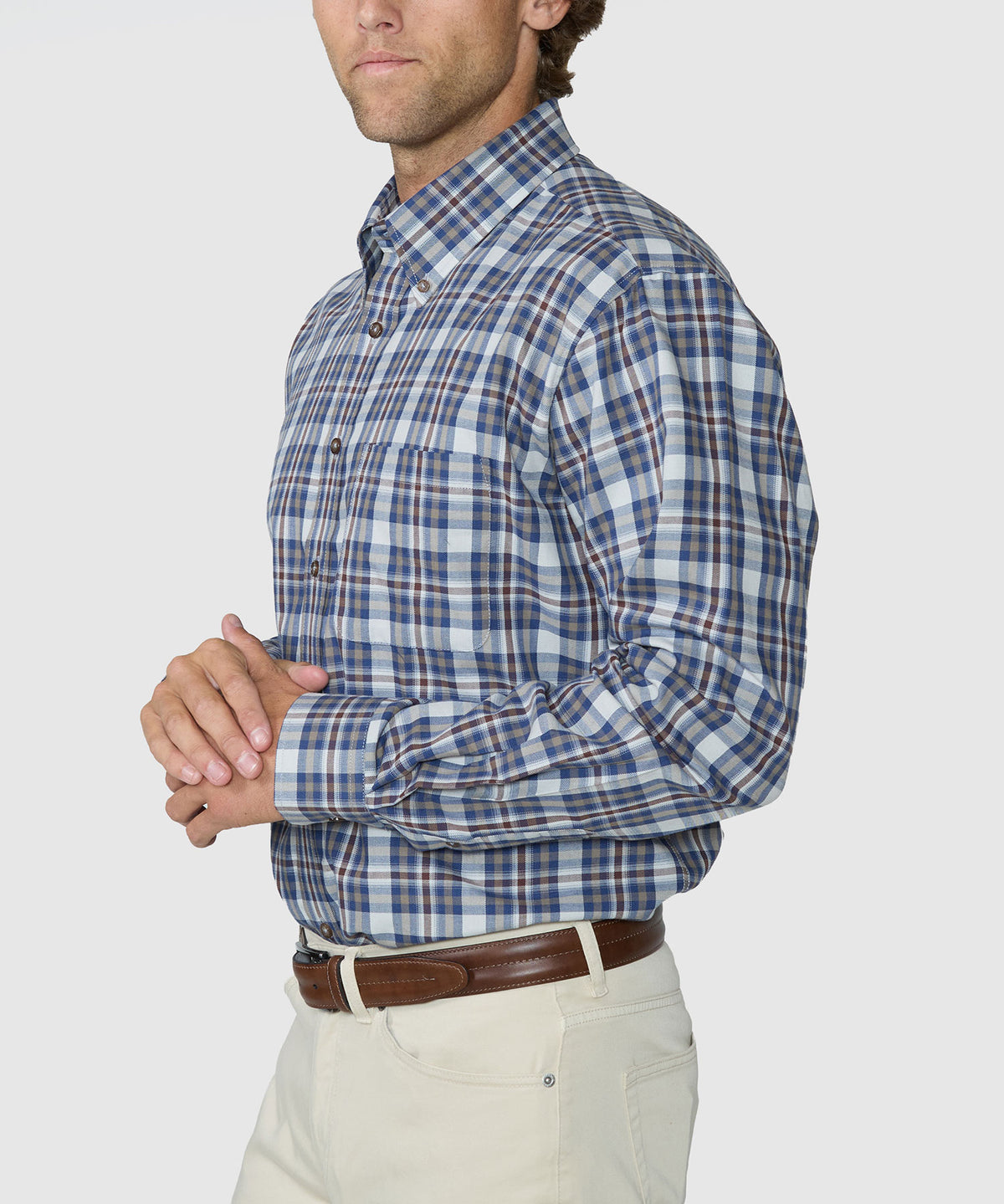 Westport Black Long Sleeve Button-Down Collar Cotton Wool Sport Shirt, Men's Big & Tall