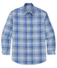 Men's blue plaid long-sleeve button-down sport shirt with button front and collar - Blue Multi