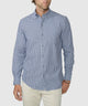 Men's long-sleeve button-down sport shirt, navy and white gingham check, buttoned