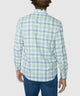 Long sleeve plaid sport shirt, back view with yoke and buttoned cuffs
