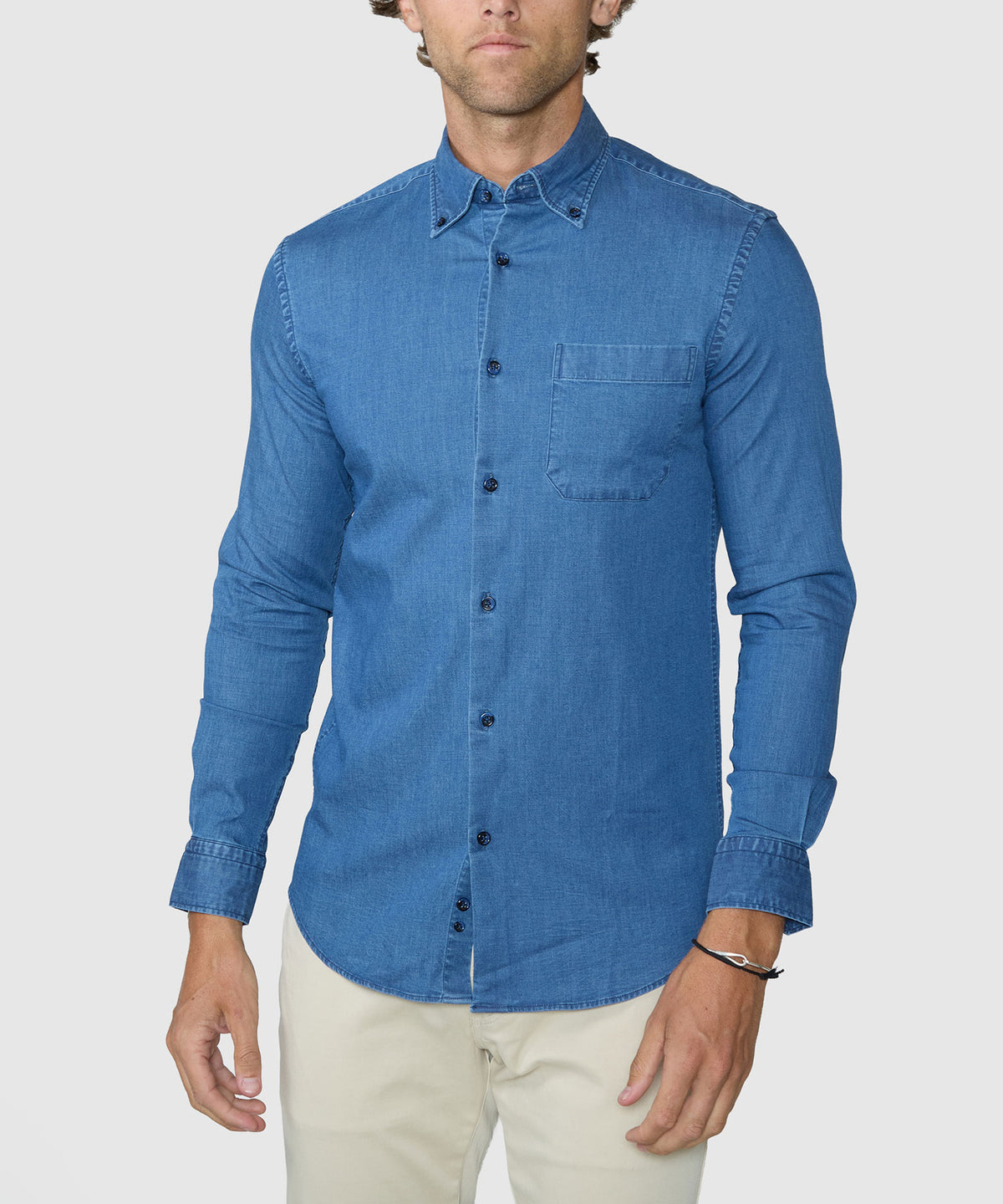 Westport Black Long Sleeve Button-Down Collar Denim Sport Shirt, Men's Big & Tall