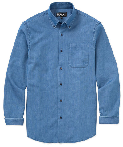 Westport Black Long Sleeve Button-Down Collar Denim Sport Shirt, Men's Big & Tall