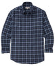 Blue plaid flannel long-sleeve button-up sport shirt with spread collar