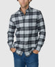Plaid flannel long-sleeve sport shirt, button front and spread collar