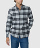 Plaid flannel long-sleeve sport shirt with button-through front and chest yoke
