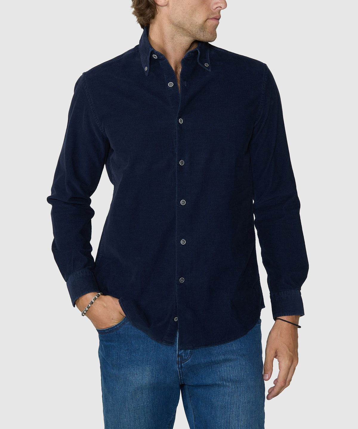 Westport Lifestyle Long Sleeve Tidewashed Corduroy Sport Shirt - Navy, Men's Big & Tall
