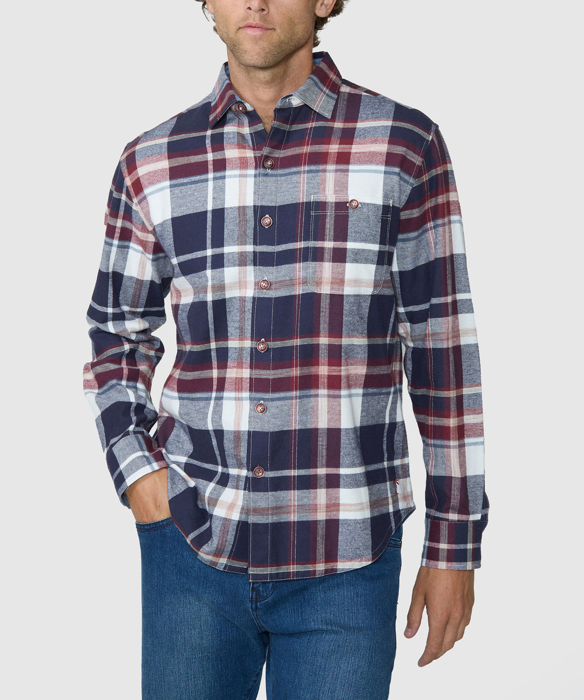 Men's multicolor plaid long-sleeve button-down shirt, front button closure, Tommy Bahama Men's Big & Tall
