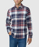 Men's multicolor plaid long-sleeve button-down shirt, front button closure