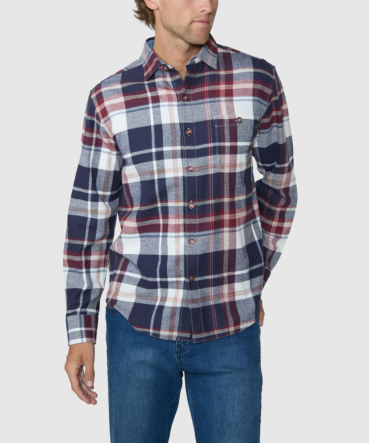 Men's plaid long-sleeve button-down shirt with chest pocket and buttoned cuffs, Tommy Bahama Men's Big & Tall
