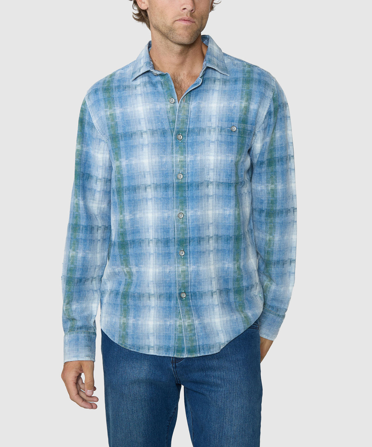 Tommy Bahama Long Sleeve Button-Down Collar Sport Shirt - Soapstone, Men's Big & Tall