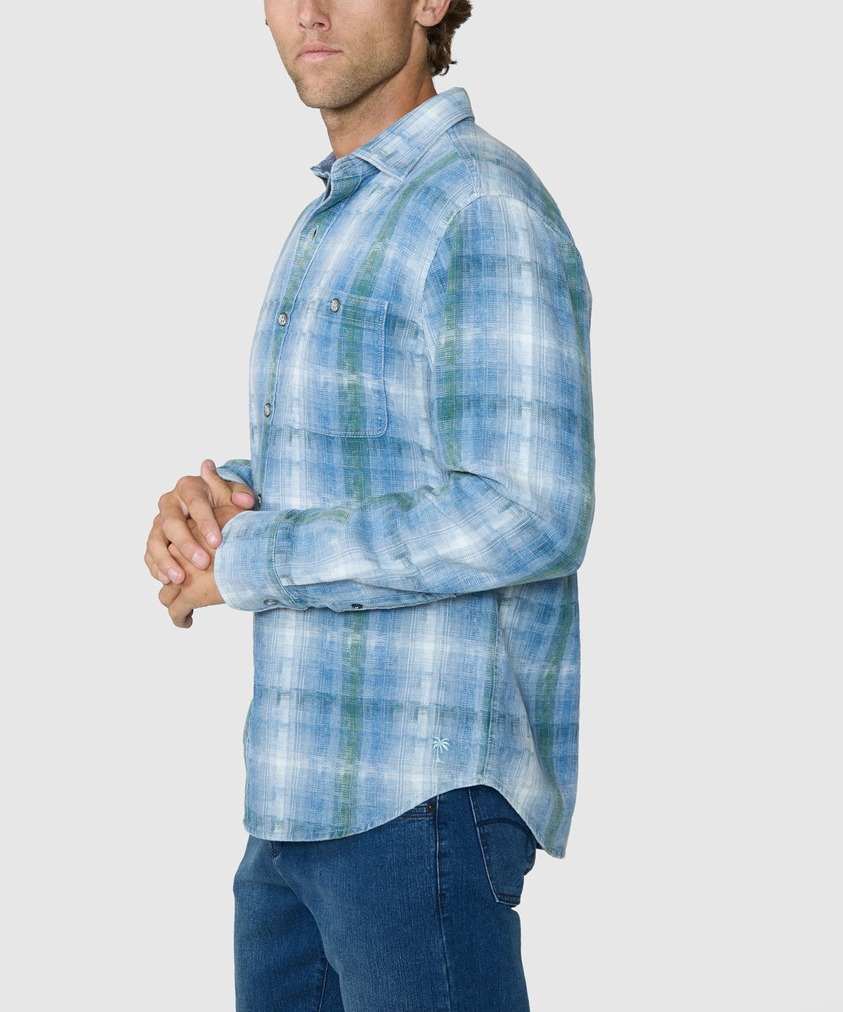 Tommy Bahama Long Sleeve Button-Down Collar Sport Shirt - Soapstone, Men's Big & Tall