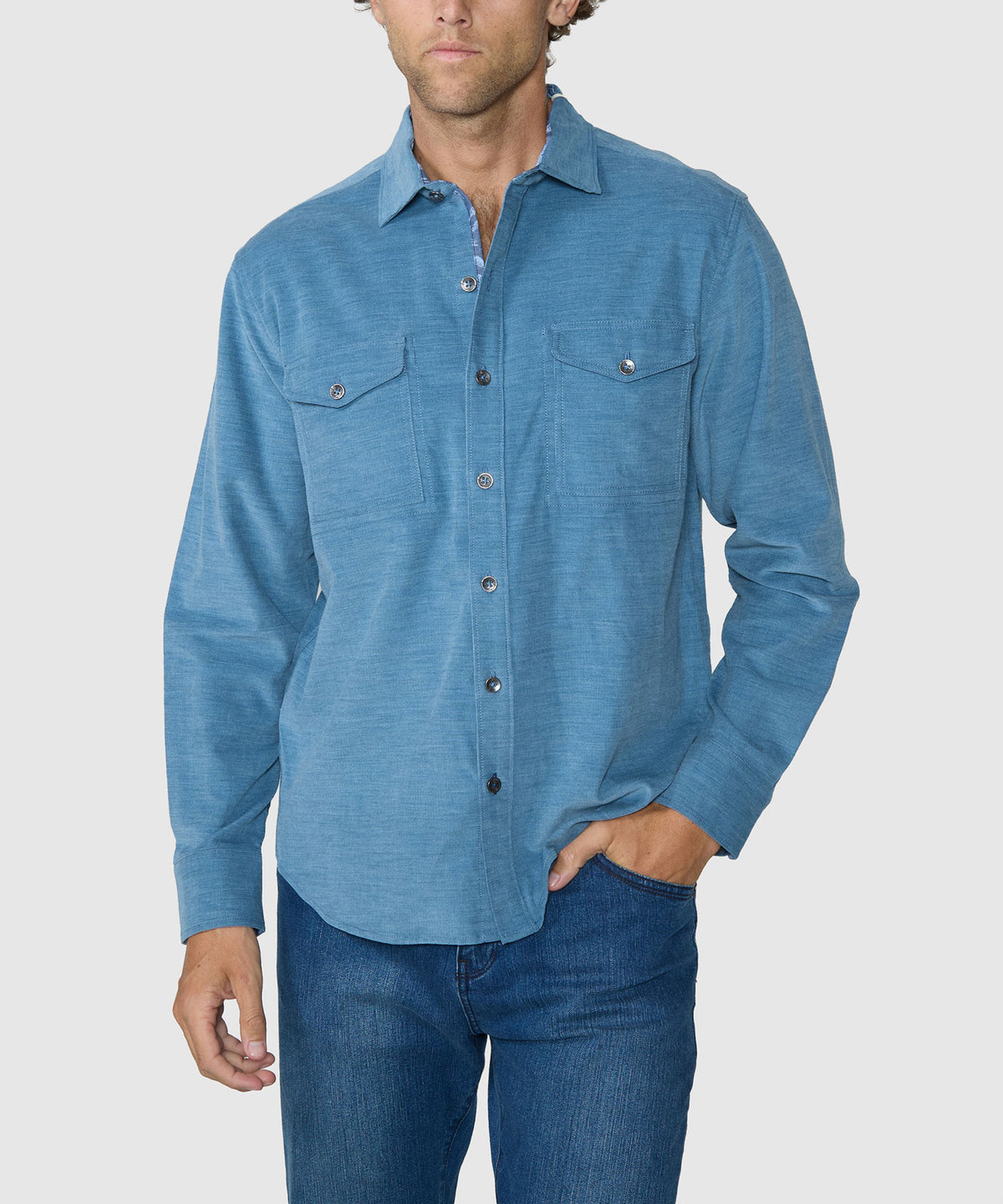 Tommy Bahama Long Sleeve Button-Down Collar Sport Shirt - Kingfish, Men's Big & Tall