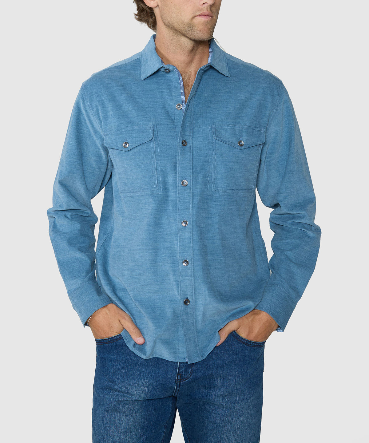 Tommy Bahama Long Sleeve Button-Down Collar Sport Shirt - Kingfish, Men's Big & Tall