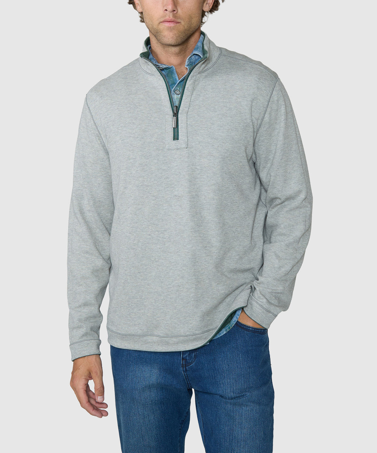 Tommy Bahama Long Sleeve Flipview Half-Zip Pullover - Juniper, Men's Big & Tall